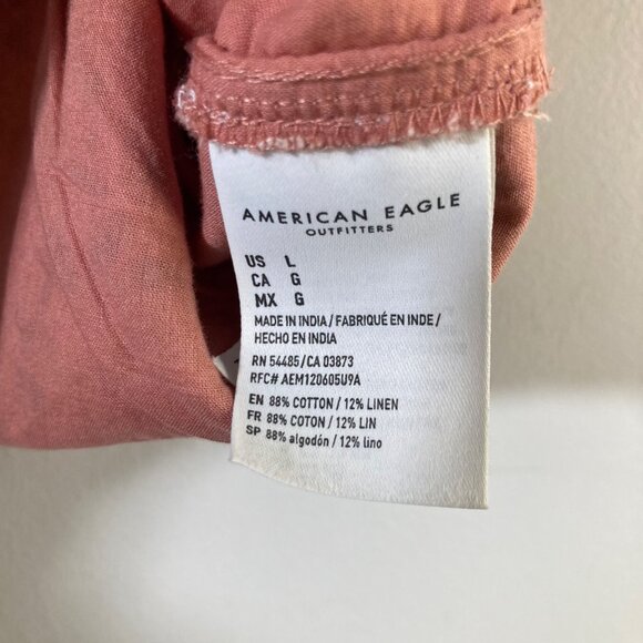 Womens American Eagle V Neck Boho Crop Top Mieux Ensemble L NWT Cotton Linen - Picture 8 of 9